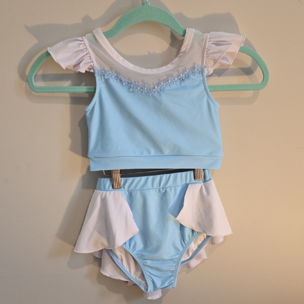 Only Little Once Girls Cinderella 2 Piece Swimsuit 6/7 Sister Set